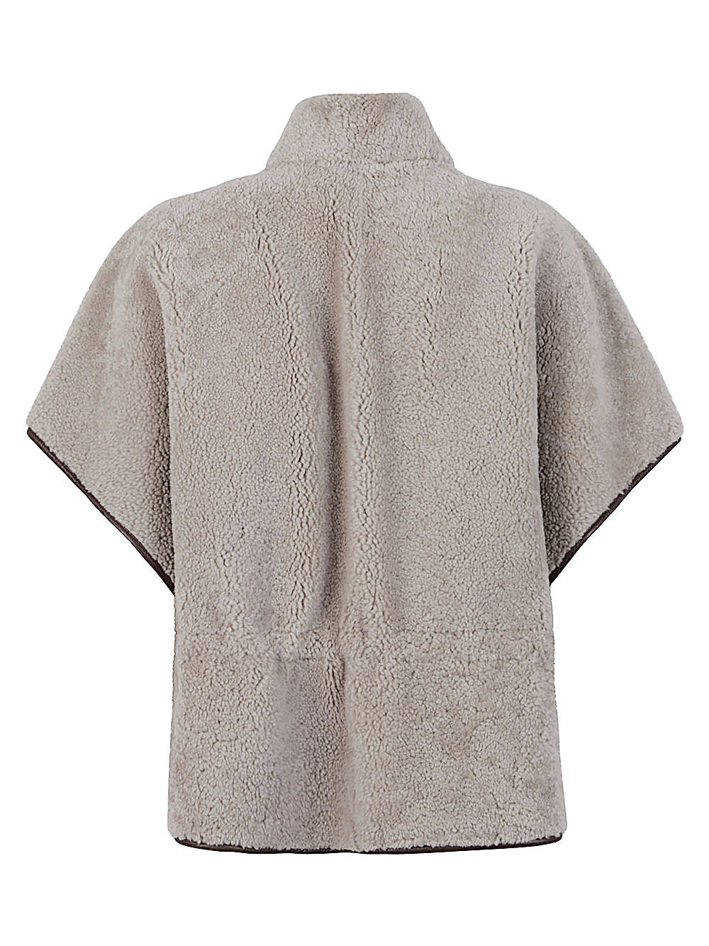 Brunello Cucinelli Brunello Cucinelli Curly Shearling Short Sleeve Outerwear with Shiny Zipper Pull