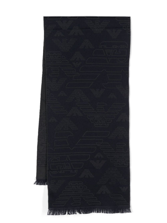 Emporio Armani Emporio Armani Allover logo wool scarf