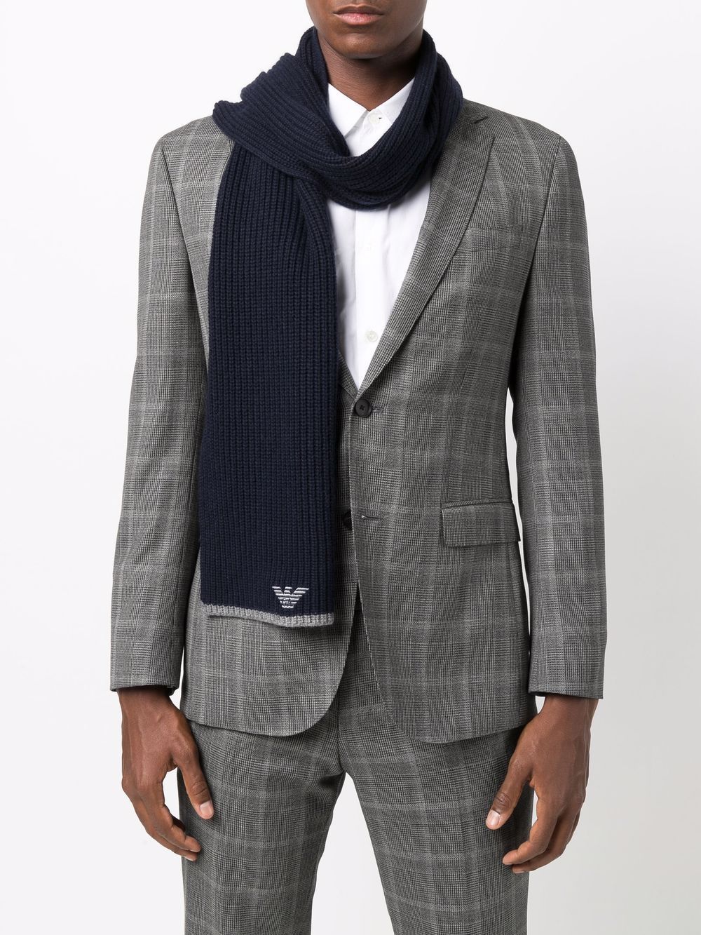 Emporio Armani Emporio Armani ribbed knit embroidered logo scarf & beanie set