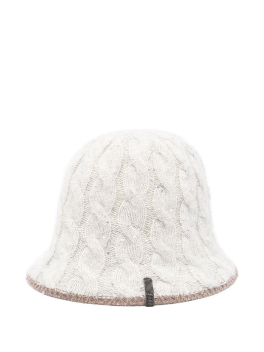Brunello Cucinelli Brunello Cucinelli cable-knit sequined bucket hat