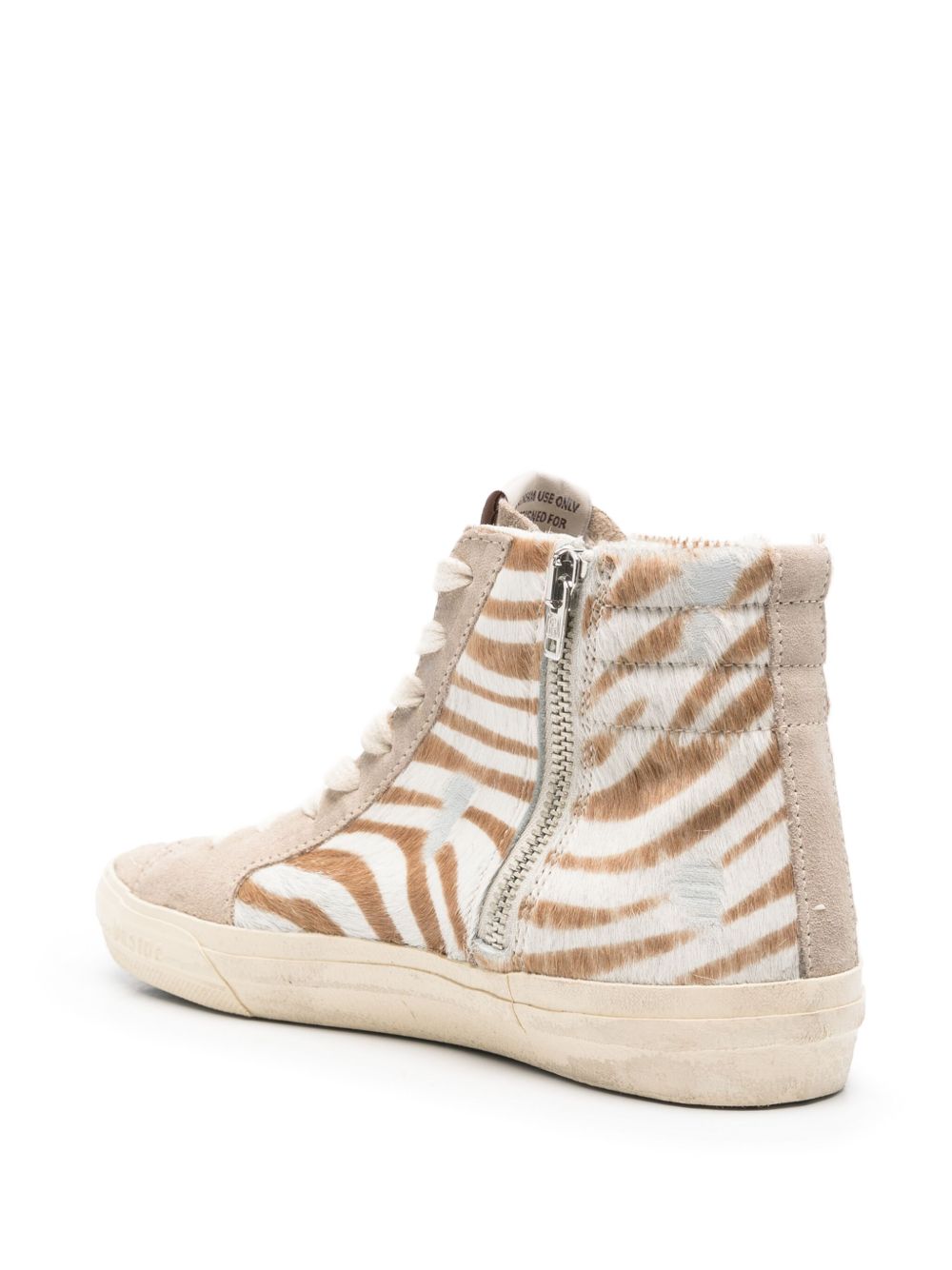Golden Goose Golden Goose Slide in zebra-print pony skin with laminated leather flash