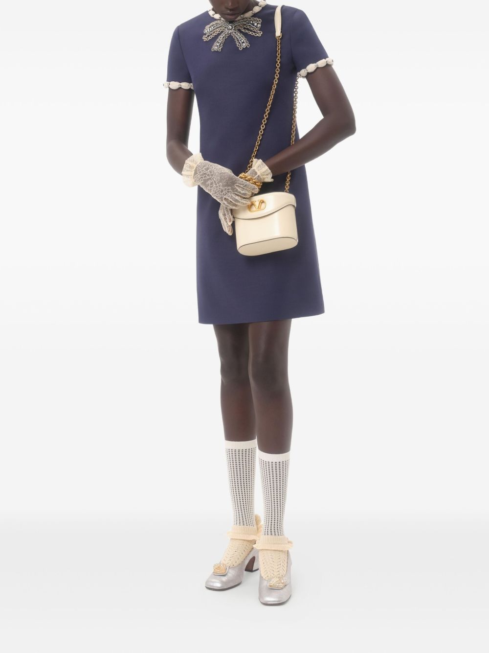 Valentino Valentino Short Embroidered Crepe Couture Dress