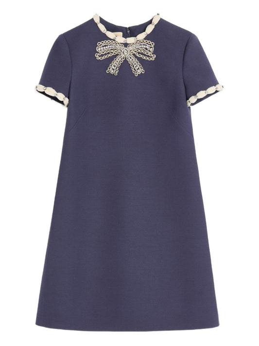 Valentino Valentino Short Embroidered Crepe Couture Dress
