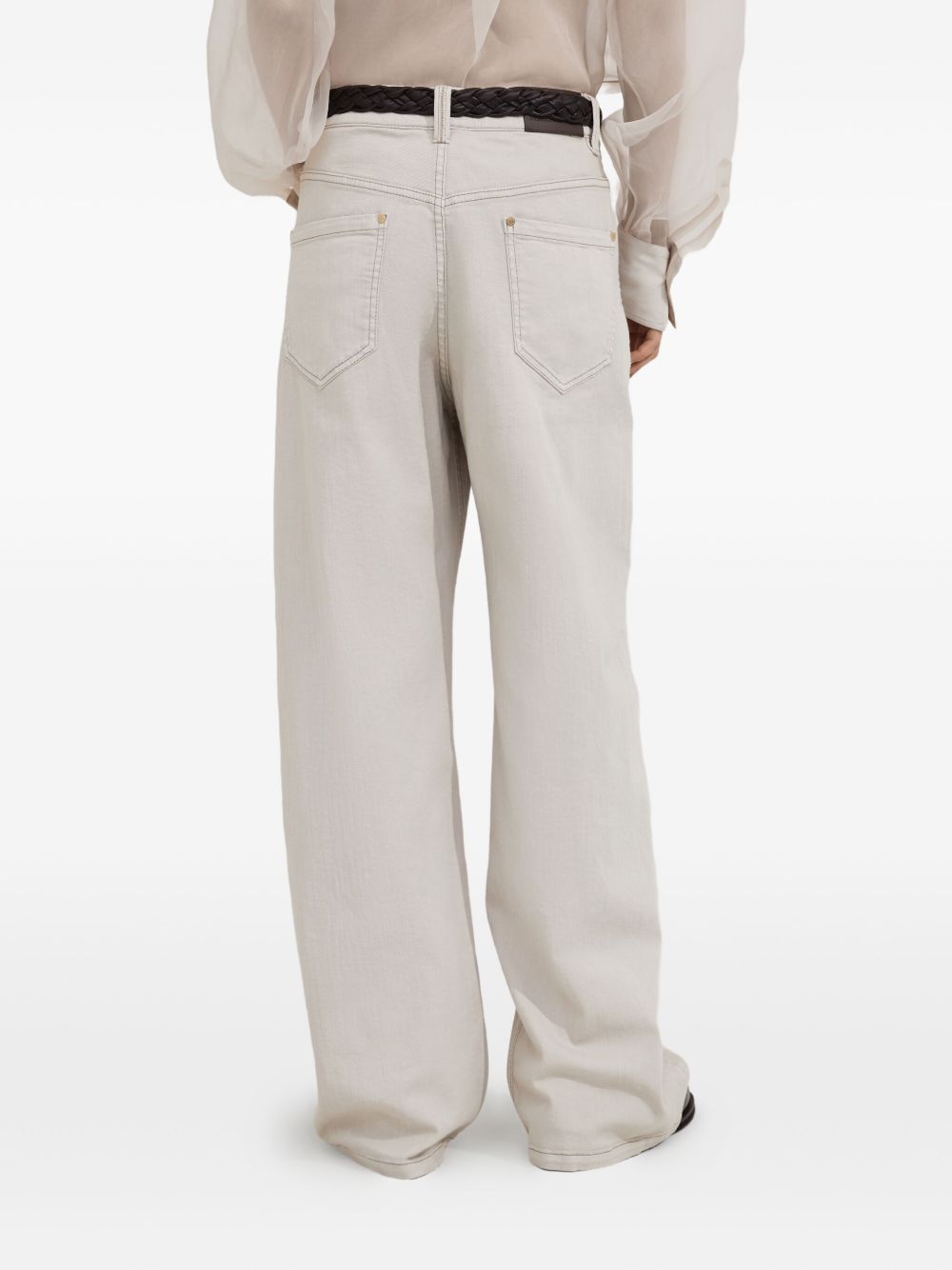 Brunello Cucinelli Brunello Cucinelli Stretch dyed denim loose barrel trousers with monili