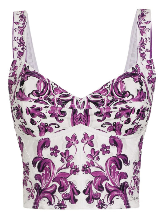 Dolce & Gabbana Dolce & Gabbana Maiolica print bustier top