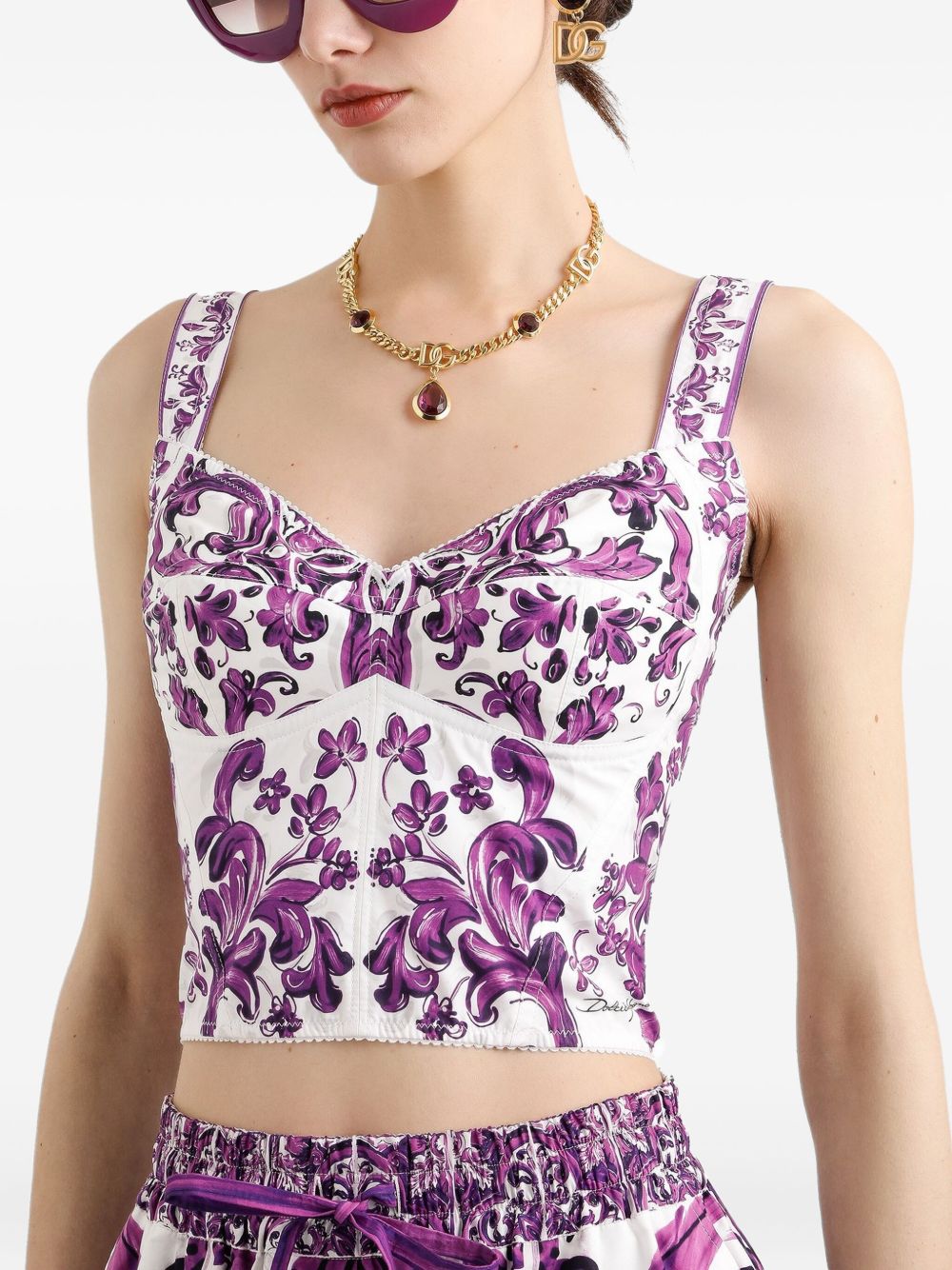 Dolce & Gabbana Dolce & Gabbana Maiolica print bustier top