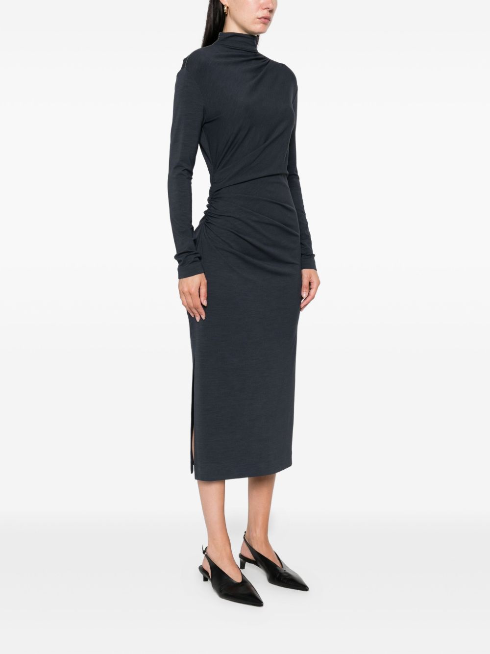Brunello Cucinelli Brunello Cucinelli High-neck gathered midi dress
