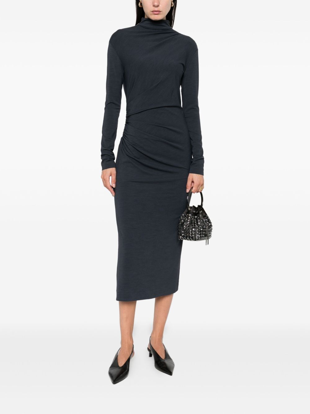 Brunello Cucinelli Brunello Cucinelli High-neck gathered midi dress