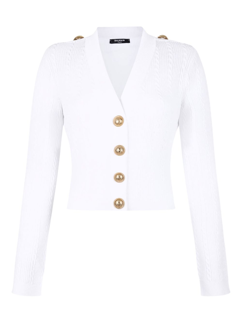 Balmain Balmain Button-Trim Cable-Knit Cardigan