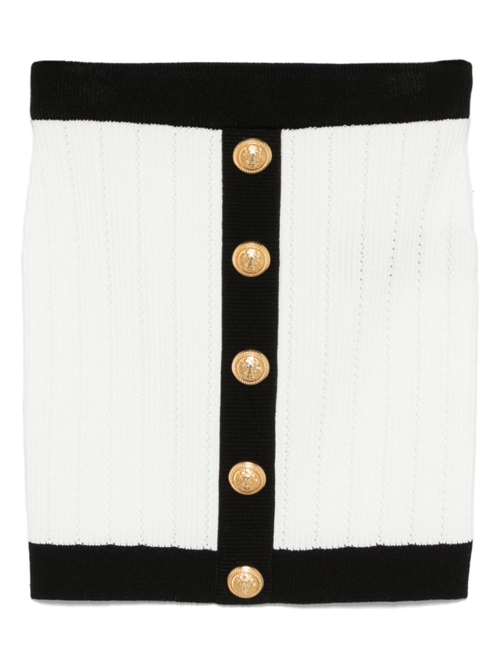 Balmain Balmain Button-embellished ribbed-knit mini skirt