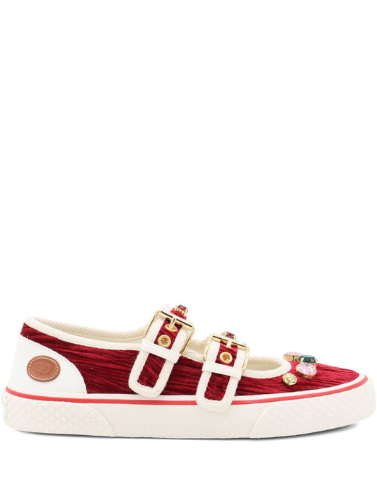 Valentino Garavani Valentino Garavani Jewel-embellished buckle sneakers