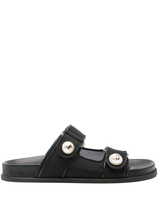 Jimmy Choo Jimmy Choo Fayence Sandal Low leather sandals with pearls