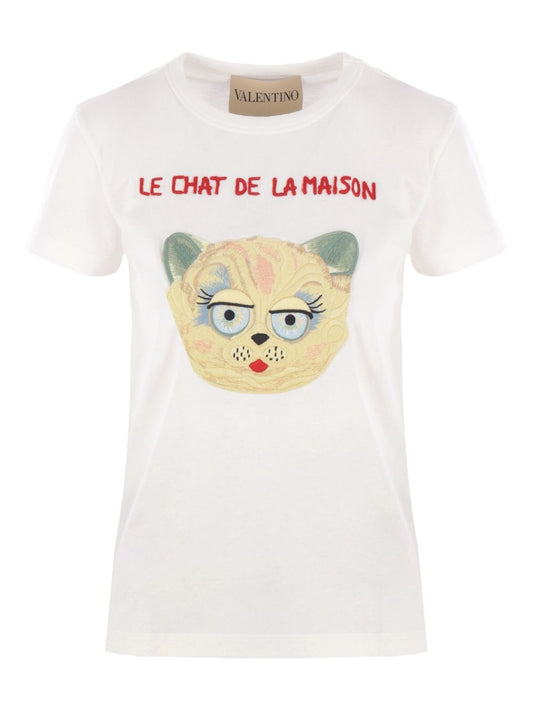 Valentino Valentino Cat-face patch T-shirt