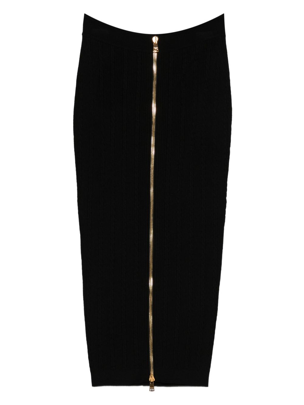 Balmain Balmain Cable-knit button-front midi fitted skirt