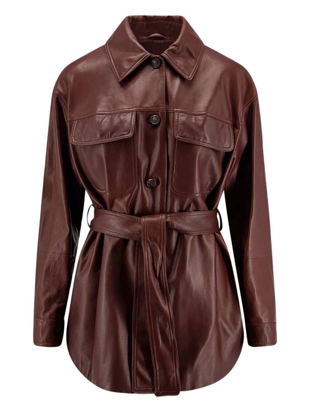 Brunello Cucinelli Brunello Cucinelli Belted leather jacket