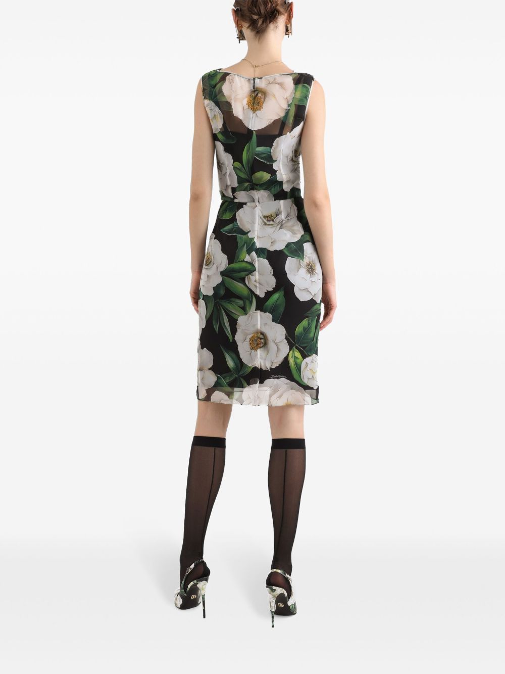 Dolce & Gabbana Dolce & Gabbana Gardenia-print chiffon midi dress
