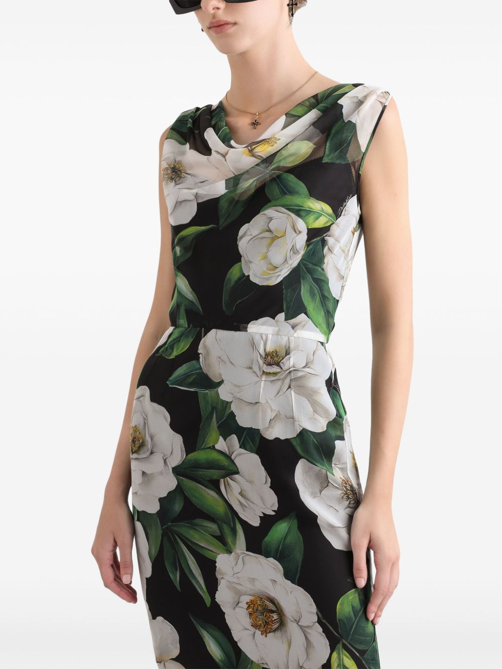 Dolce & Gabbana Dolce & Gabbana Gardenia-print chiffon midi dress