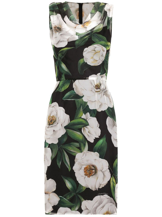 Dolce & Gabbana Dolce & Gabbana Gardenia-print chiffon midi dress