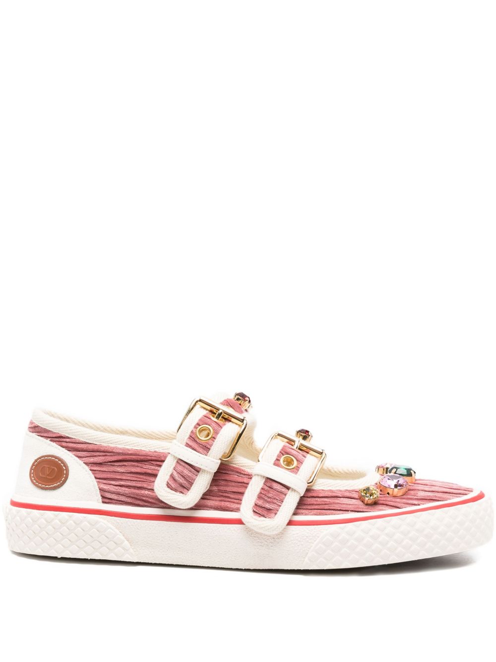 Valentino Garavani Valentino Garavani Jewel-embellished buckle sneakers