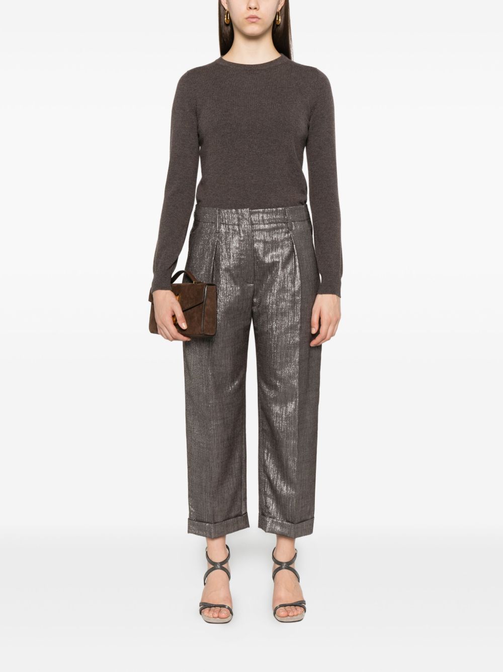 Brunello Cucinelli Brunello Cucinelli Pleat-detail metallic trousers