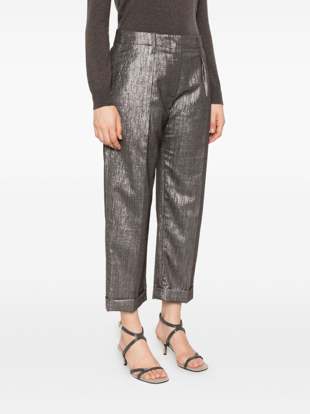 Brunello Cucinelli Brunello Cucinelli Pleat-detail metallic trousers