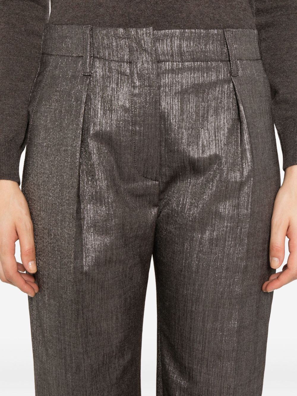 Brunello Cucinelli Brunello Cucinelli Pleat-detail metallic trousers
