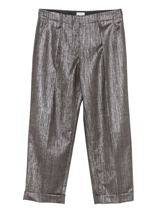 Brunello Cucinelli Brunello Cucinelli Pleat-detail metallic trousers