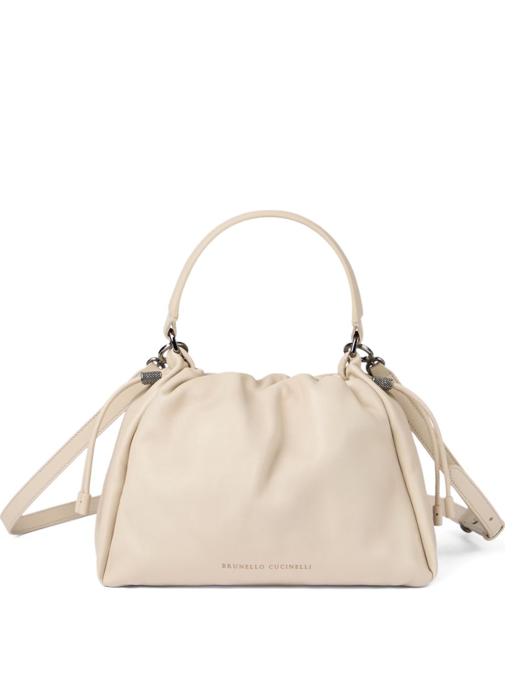 Brunello Cucinelli Brunello Cucinelli Mellow small bucket bag in soft leather with monili