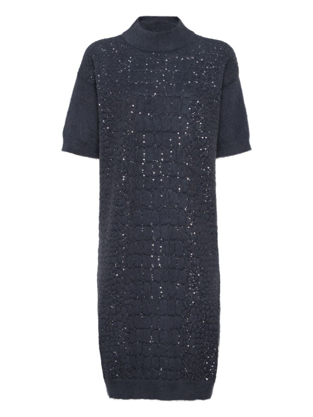 Brunello Cucinelli Brunello Cucinelli Mohair, virgin wool and cashmere knit dress with dazzling croc motif
