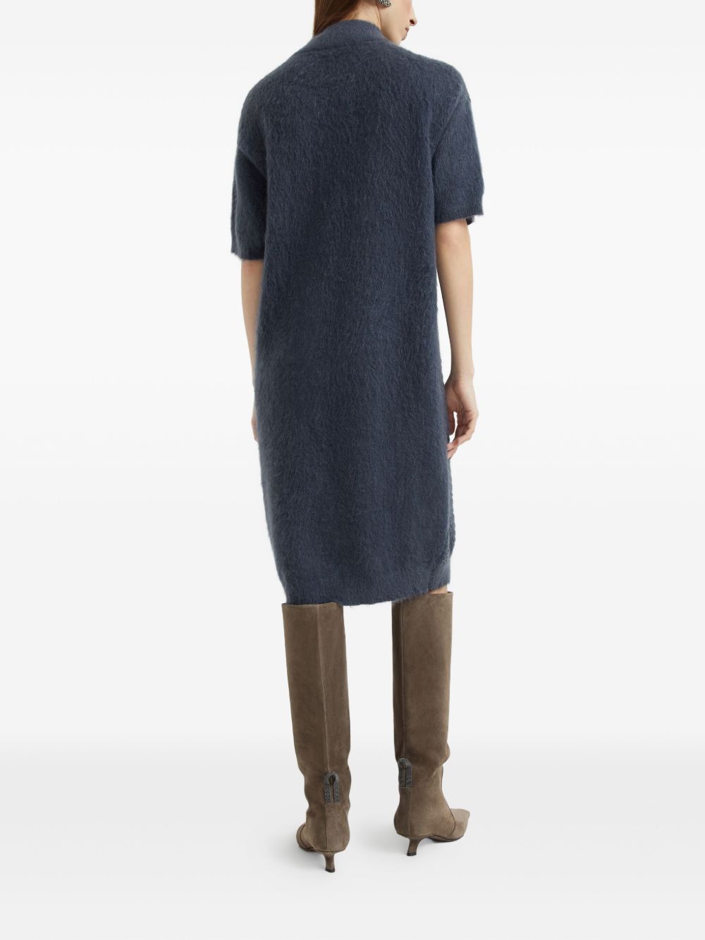 Brunello Cucinelli Brunello Cucinelli Mohair, virgin wool and cashmere knit dress with dazzling croc motif
