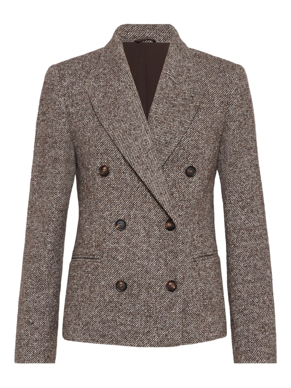 Brunello Cucinelli Brunello Cucinelli Virgin wool and silk mélange diagonal blazer with monili