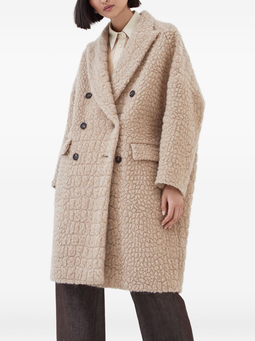 Brunello Cucinelli Brunello Cucinelli Virgin wool and mohair coat with dazzling croc motif
