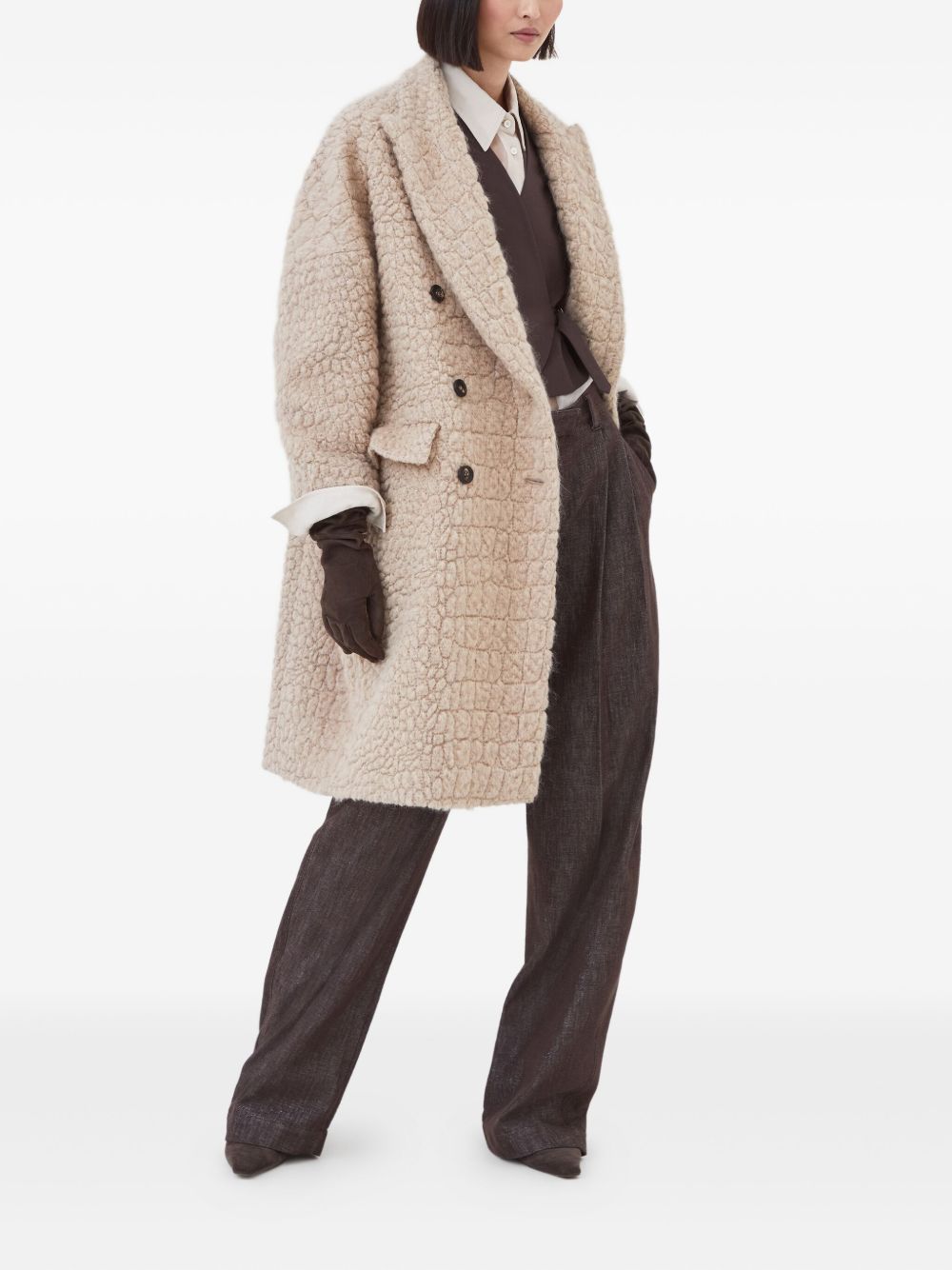 Brunello Cucinelli Brunello Cucinelli Virgin wool and mohair coat with dazzling croc motif