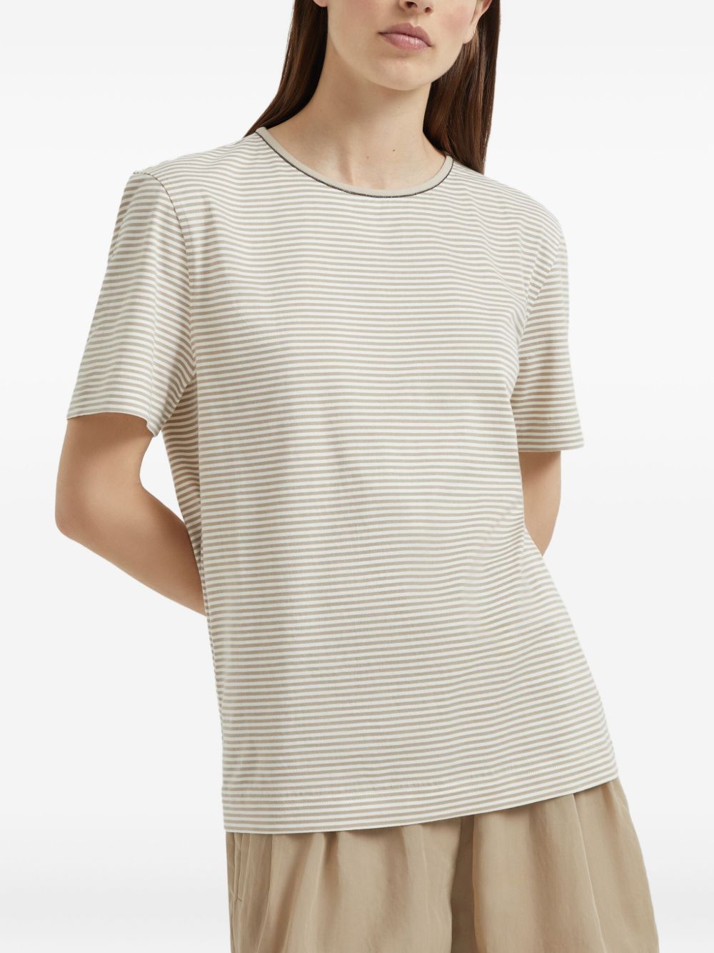 Brunello Cucinelli Brunello Cucinelli Cotton Stripe T-Shirt