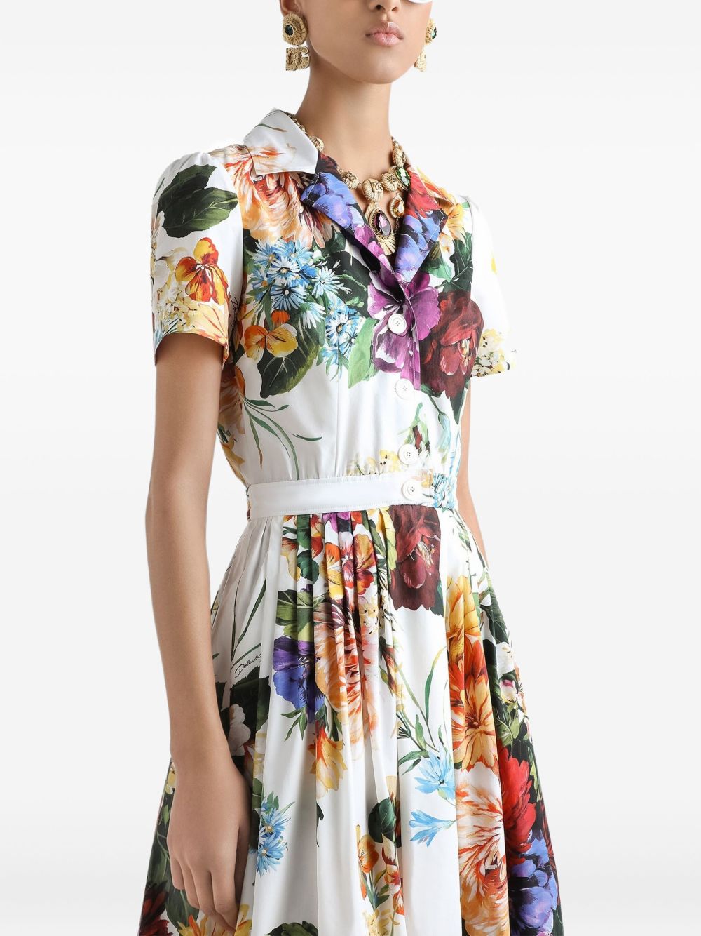 Dolce & Gabbana Dolce & Gabbana Poplin dress with flower bouquet print
