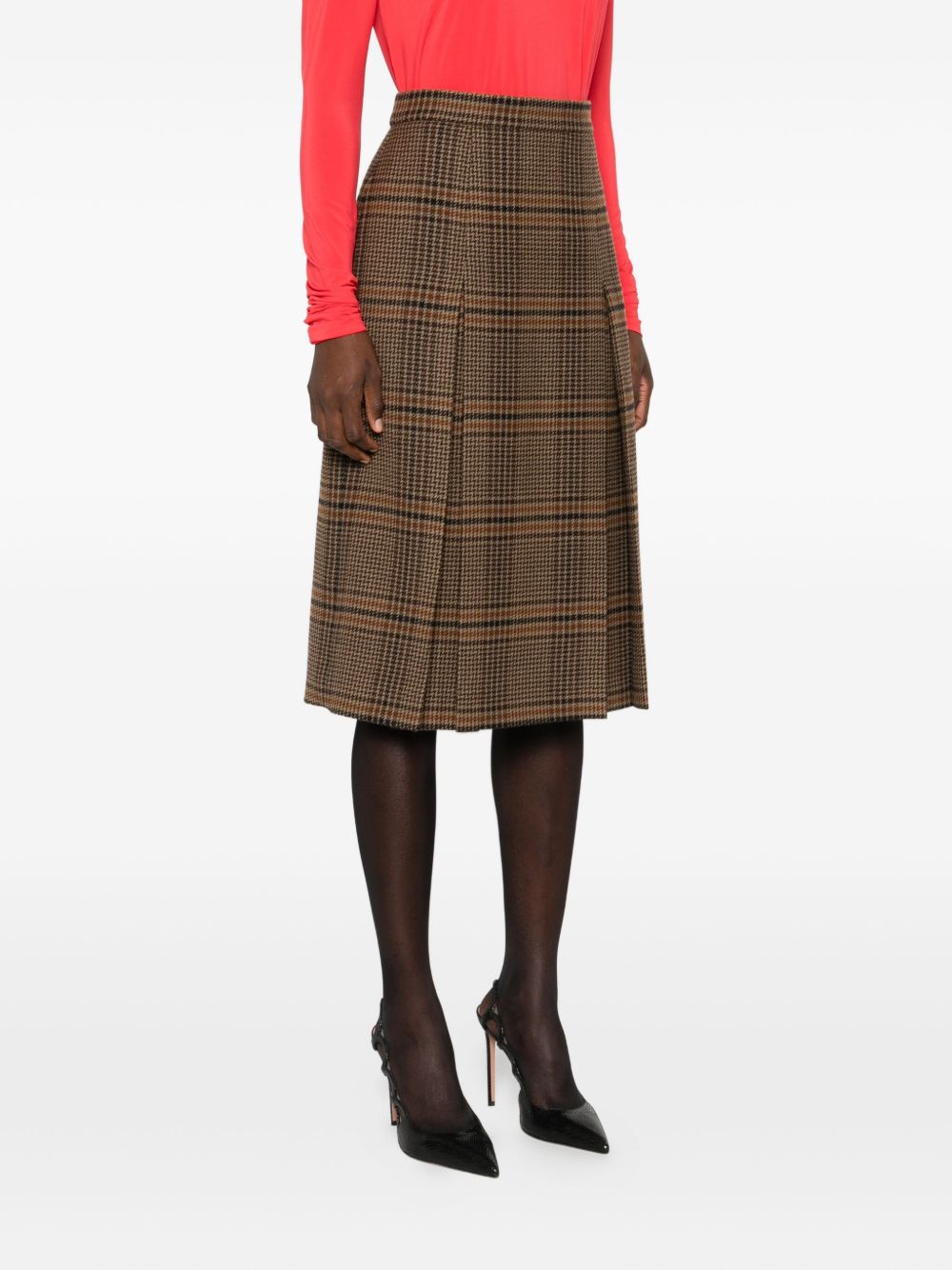 Saint Laurent Saint Laurent Prince of Wales wool and cashmere midi skirt