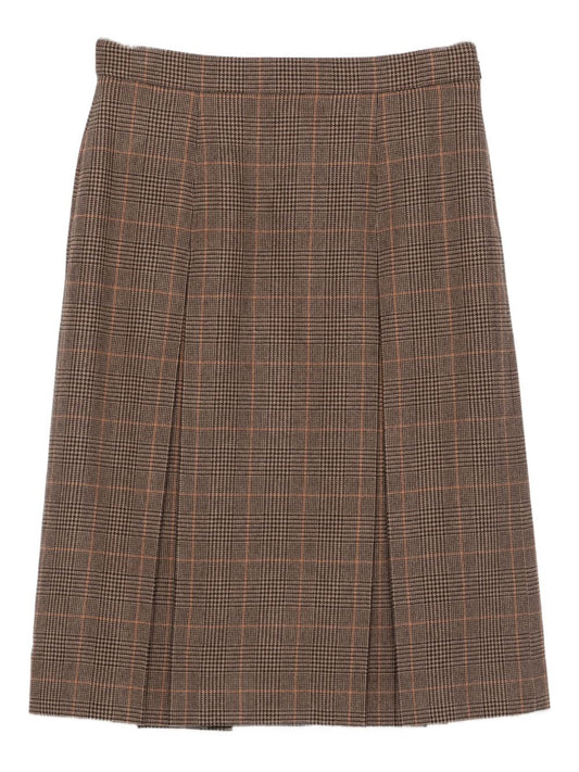 Saint Laurent Saint Laurent Prince of Wales wool and cashmere midi skirt