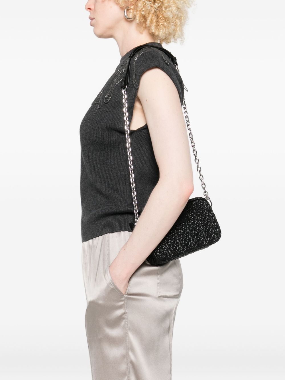 Emporio Armani Emporio Armani Embossed camera case with chain shoulder strap