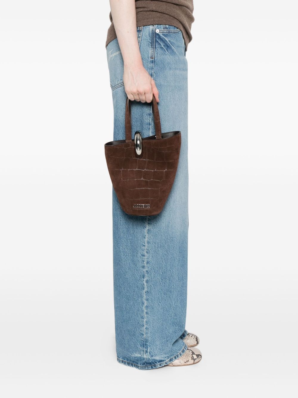 JACQUEMUS JACQUEMUS  Crocodile-Effect Ring-Detail Tote Bag