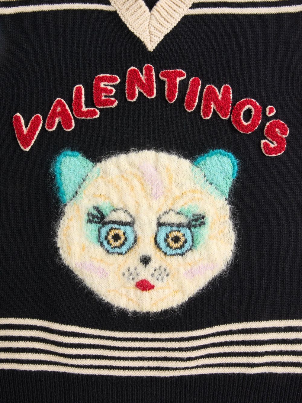 Valentino Valentino Cat-motif stripe-detail vest