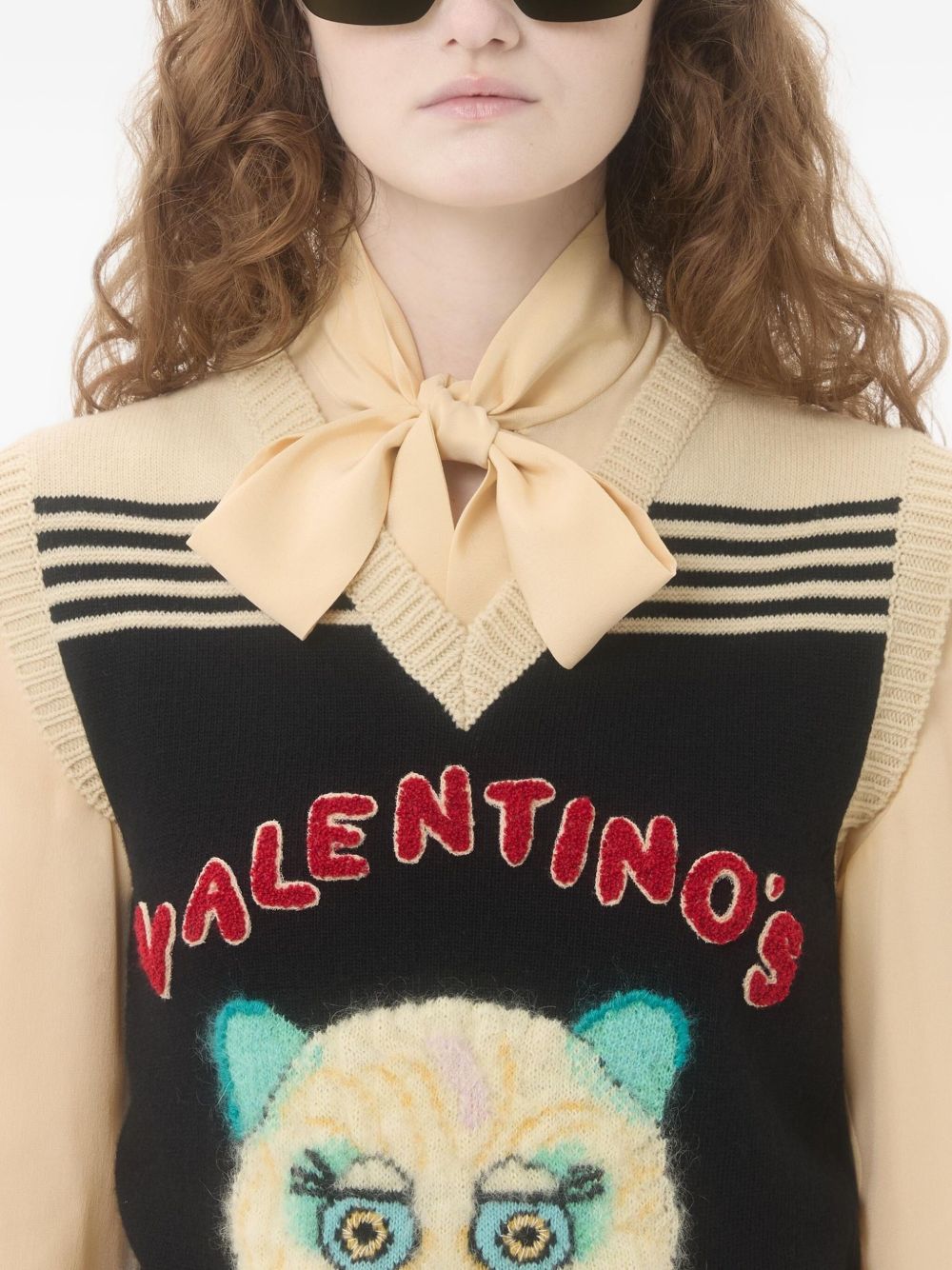 Valentino Valentino Cat-motif stripe-detail vest