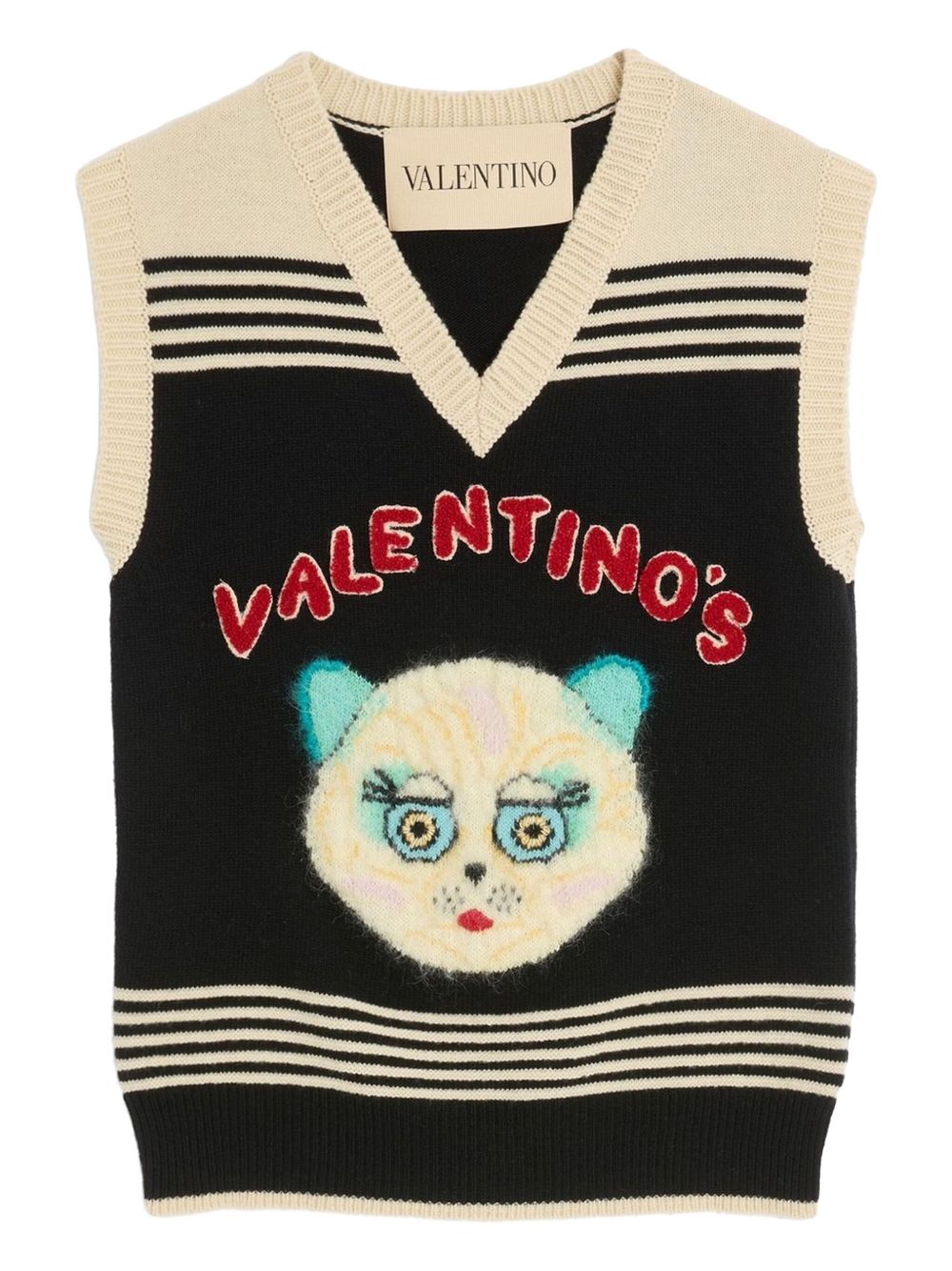 Valentino Valentino Cat-motif stripe-detail vest