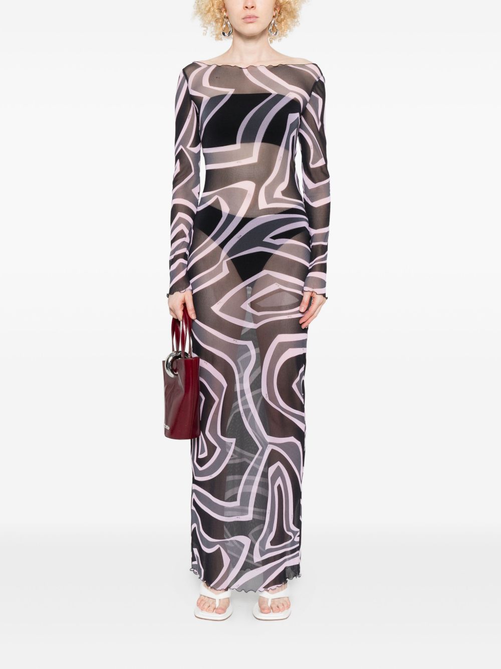 Pucci Pucci Abstract-print long-sleeve maxi dress