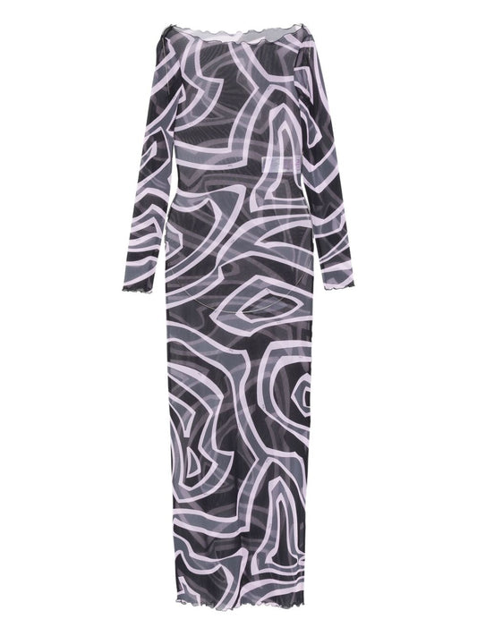 Pucci Pucci Abstract-print long-sleeve maxi dress