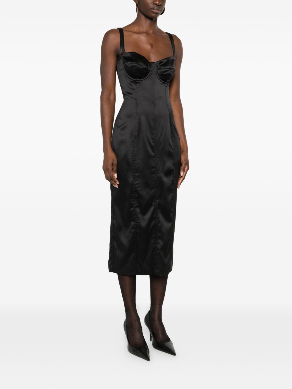 Dolce & Gabbana Dolce & Gabbana-black satin bustier midi dress