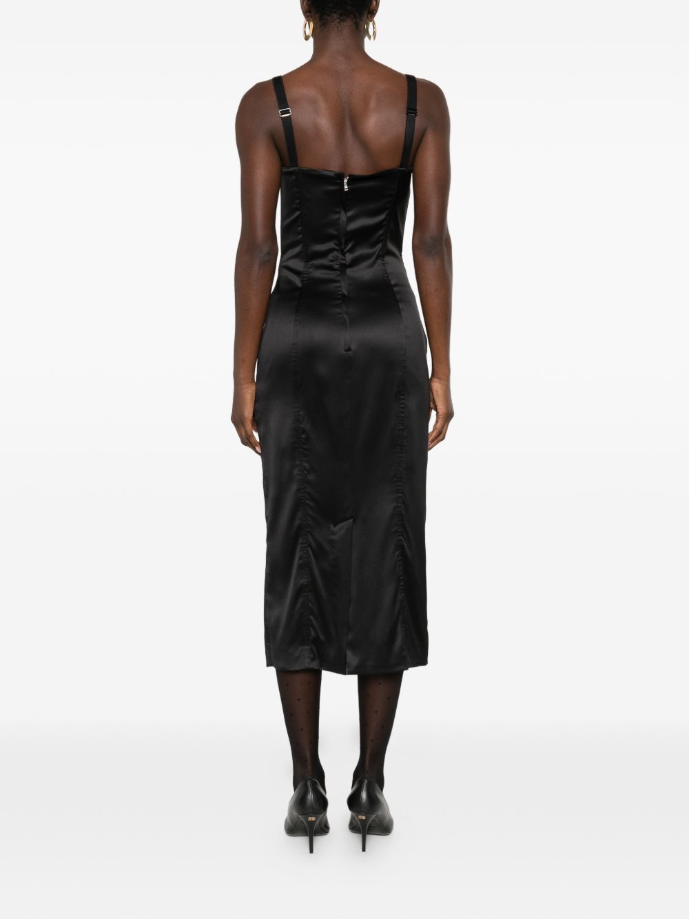 Dolce & Gabbana Dolce & Gabbana-black satin bustier midi dress