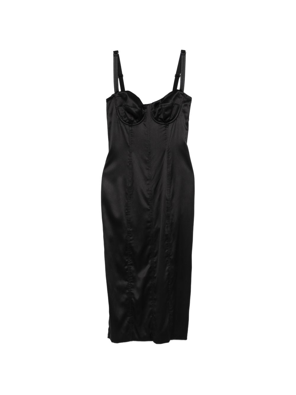 Dolce & Gabbana Dolce & Gabbana-black satin bustier midi dress