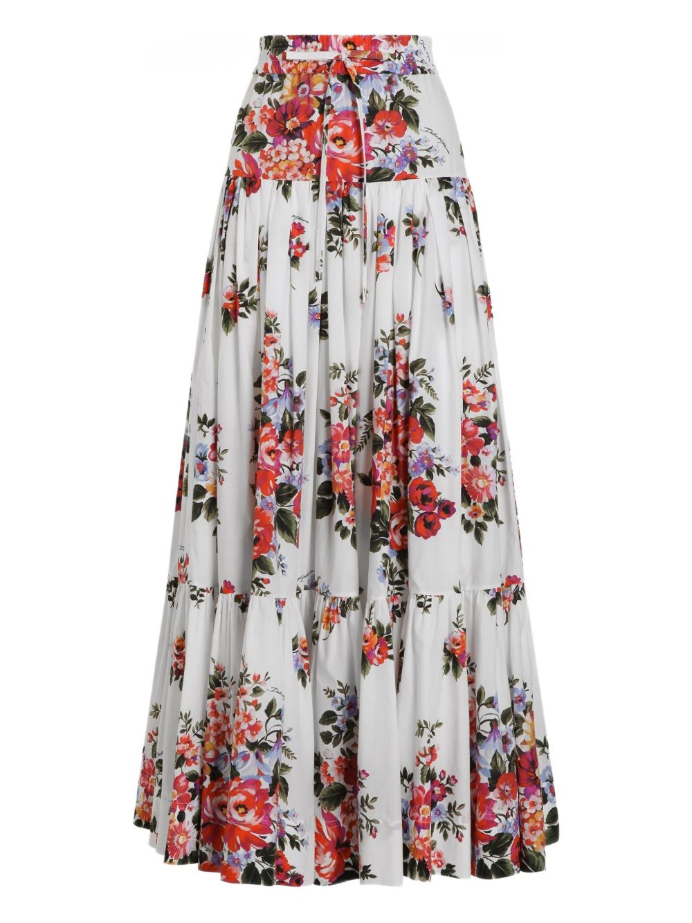 Dolce & Gabbana Dolce & Gabbana-Pleated tiered floral-print cotton-poplin midi skirt