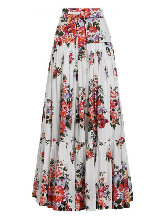 Dolce & Gabbana Dolce & Gabbana-Pleated tiered floral-print cotton-poplin midi skirt