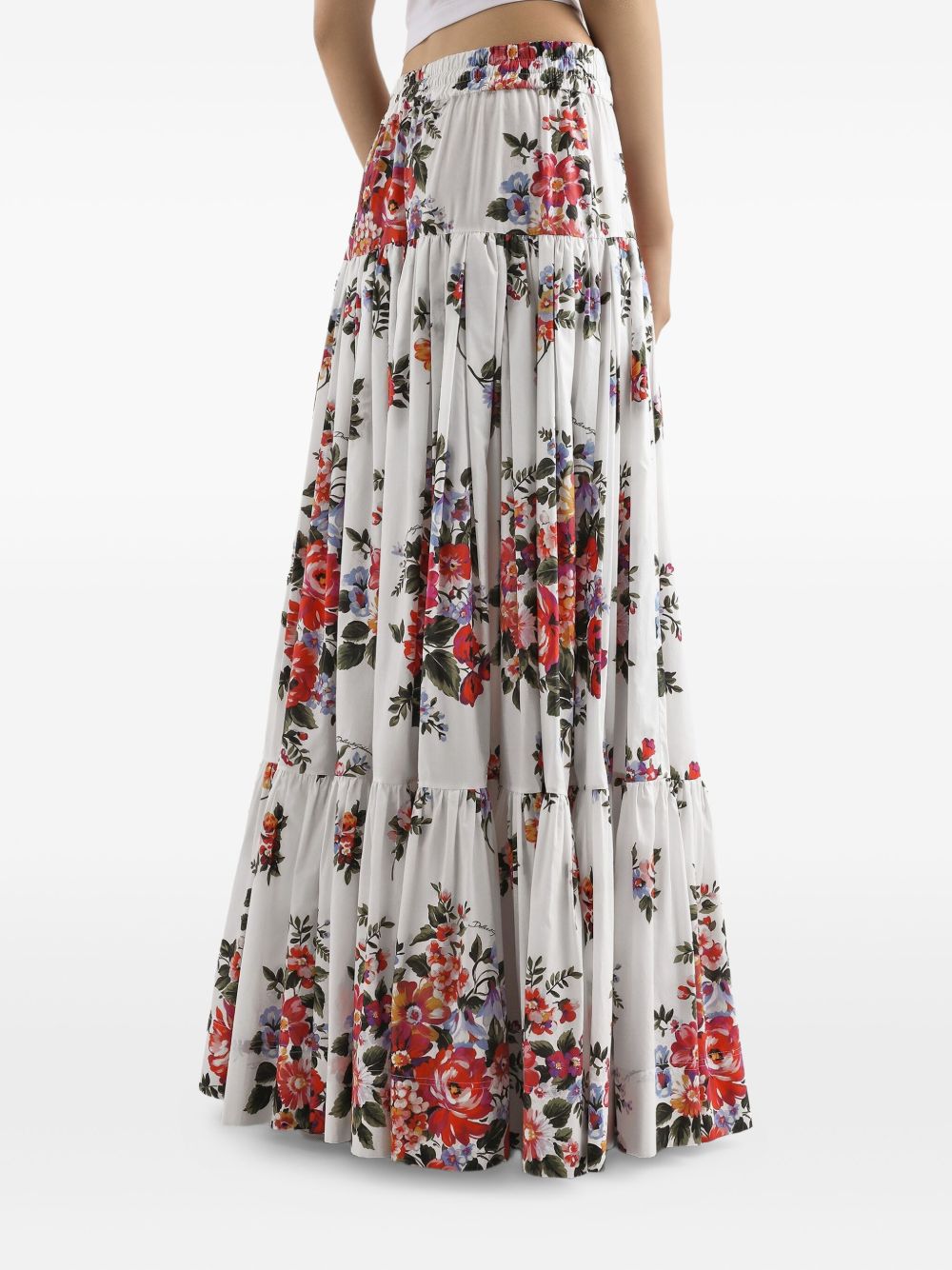 Dolce & Gabbana Dolce & Gabbana-Pleated tiered floral-print cotton-poplin midi skirt